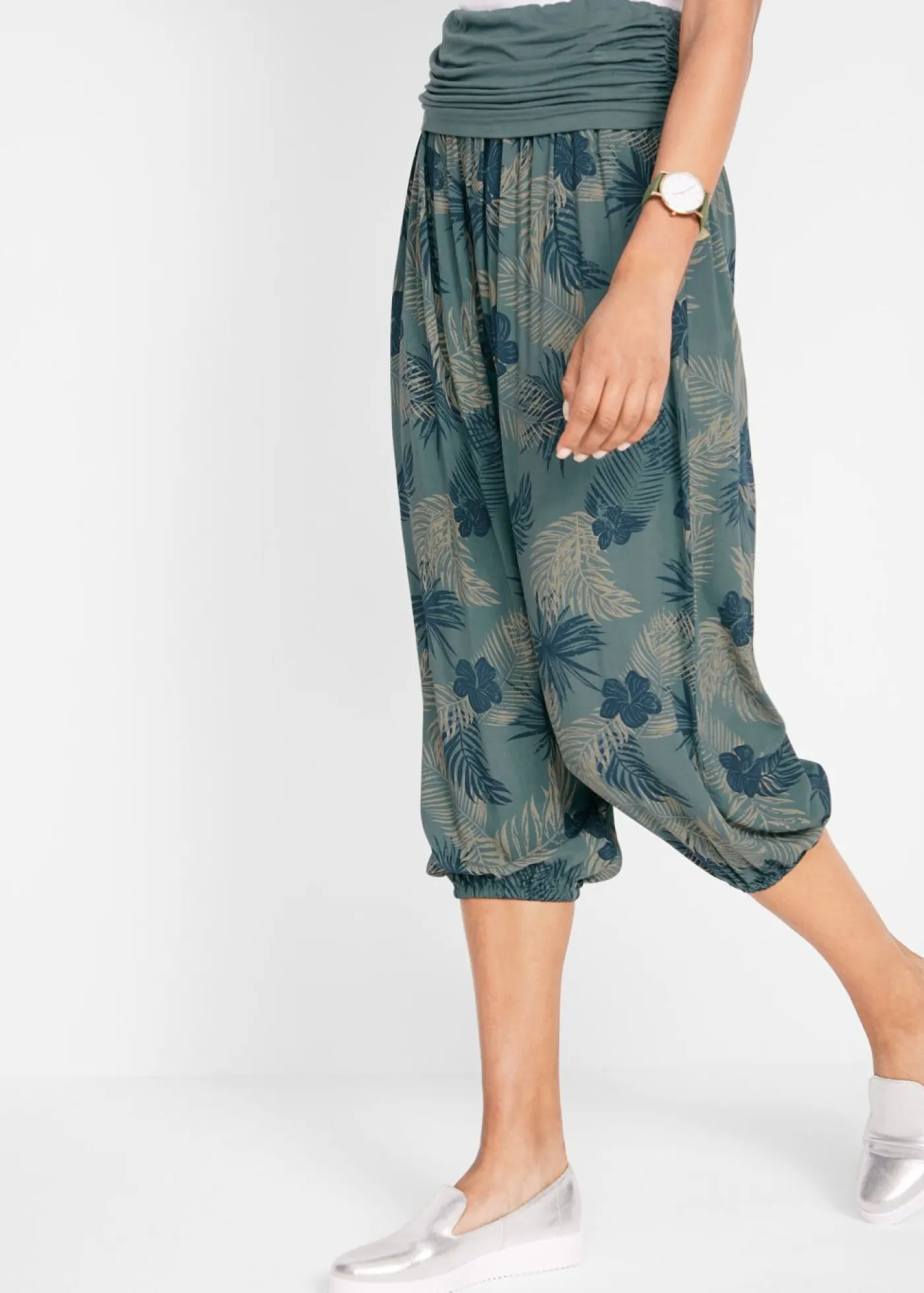 Sale Pantalón 3/4 de mezcla de viscosa fluida Mujer Pantalones