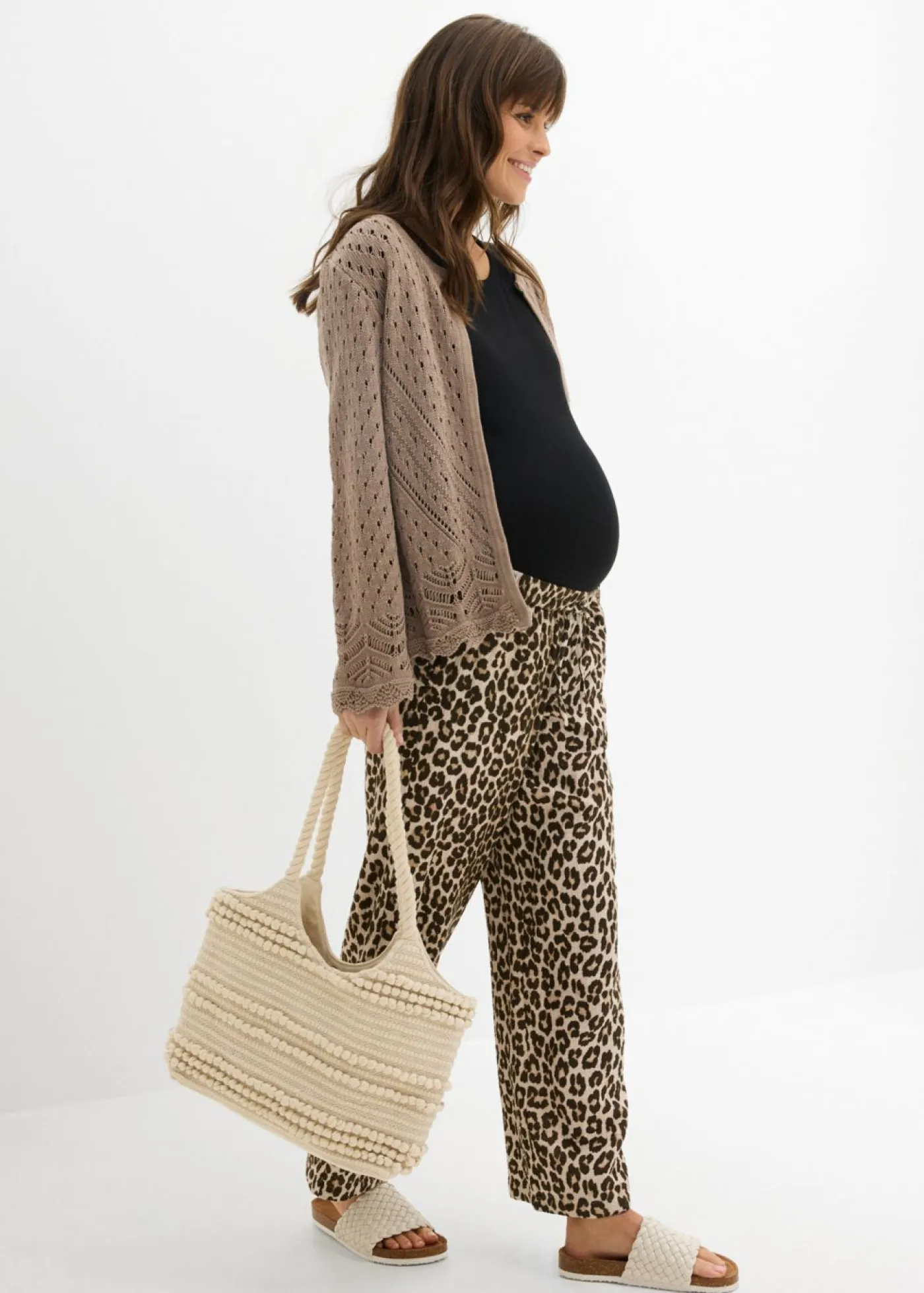 Best Pantalón 2 en 1 de muselina pura de algodón para durante y después del embarazo Mujer Premamá