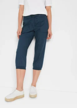Best Pantalón 3/4 en mezcla de algodón y lino Mujer Pantalones