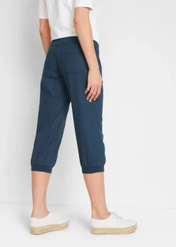 Best Pantalón 3/4 en mezcla de algodón y lino Mujer Pantalones