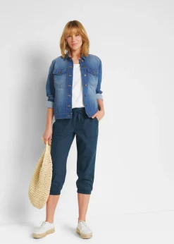 Best Pantalón 3/4 en mezcla de algodón y lino Mujer Pantalones