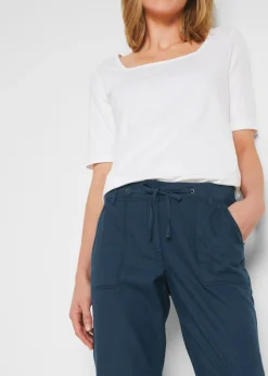 Best Pantalón 3/4 en mezcla de algodón y lino Mujer Pantalones