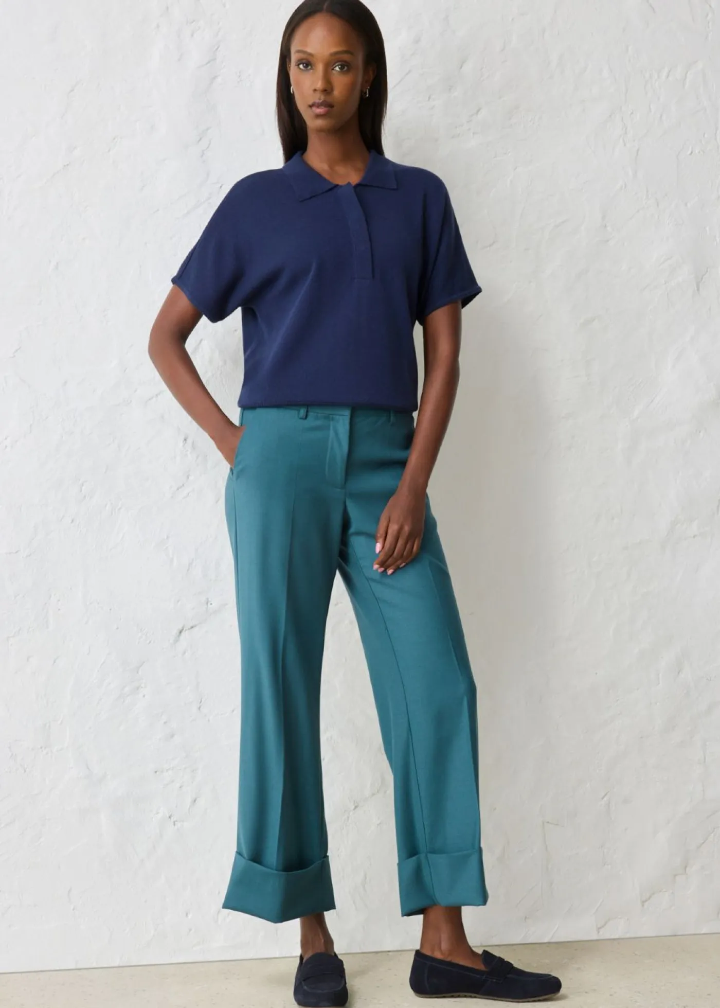 Discount Pantalón acampanado con contenido de lana Mujer Premium|Pantalones