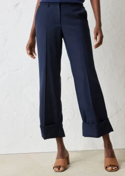 Pantalón acampanado con contenido de lana Mujer Premium|Pantalones
