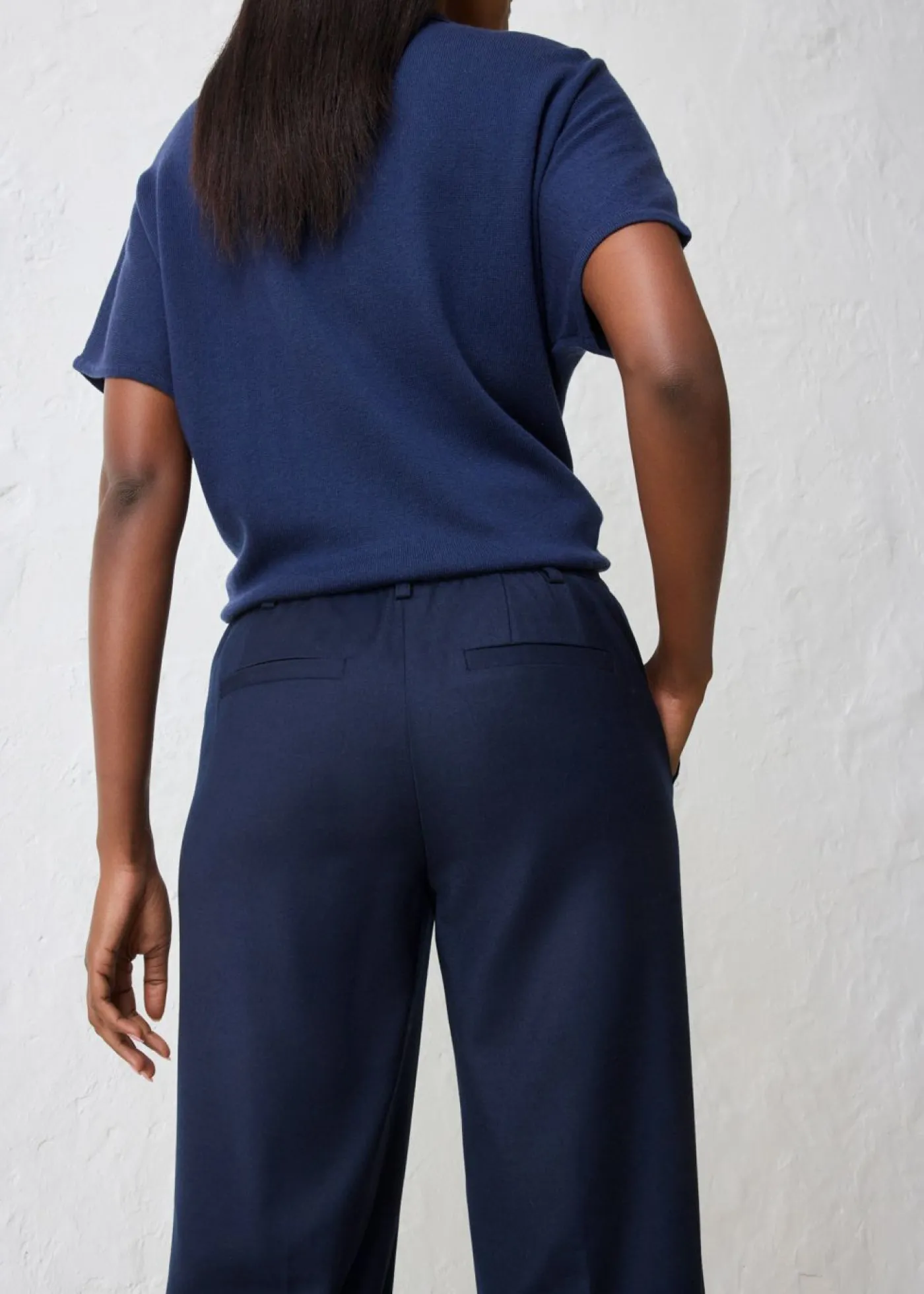 Pantalón acampanado con contenido de lana Mujer Premium|Pantalones