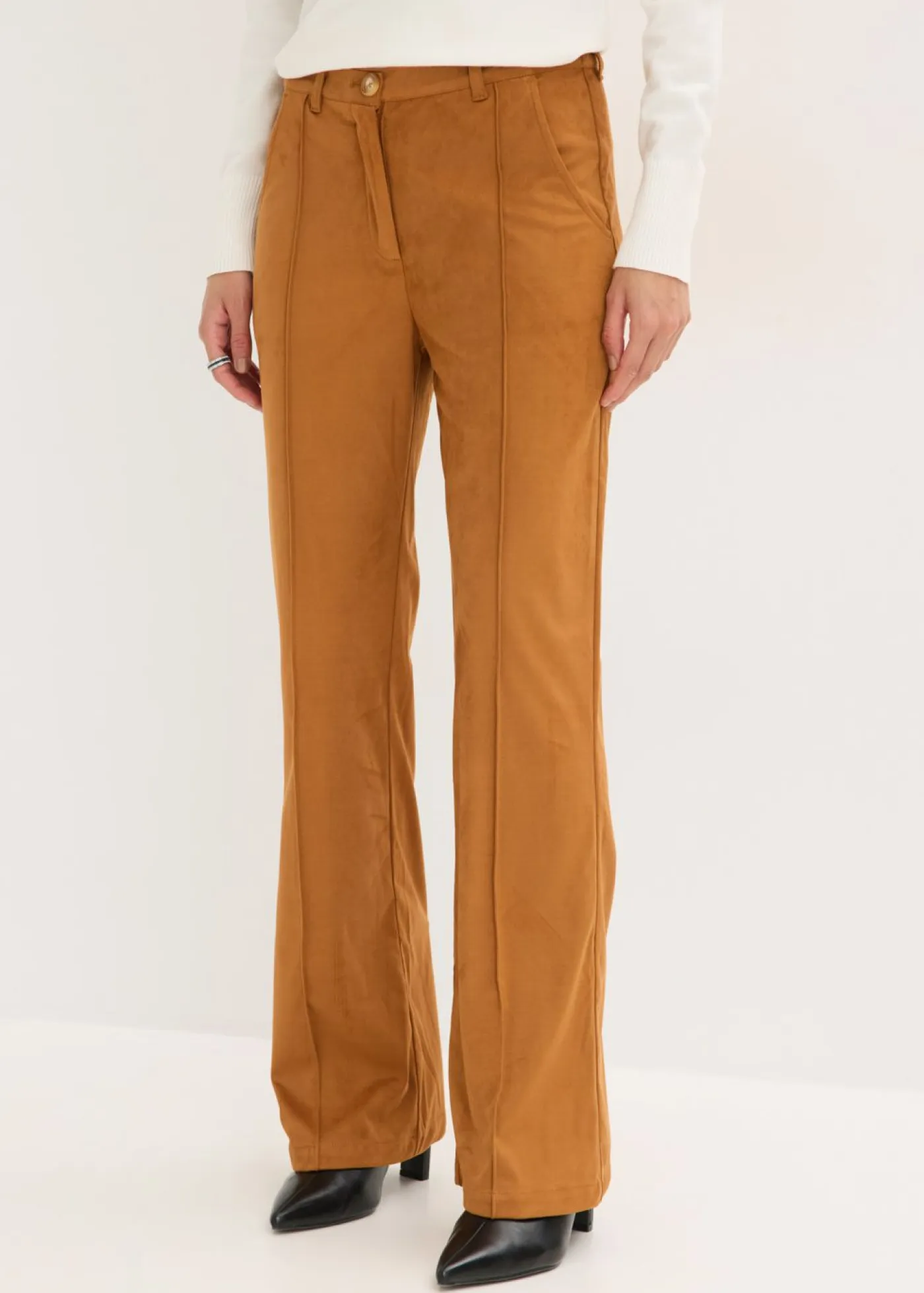 Sale Pantalón acampanado de ante sintético Mujer Pantalones