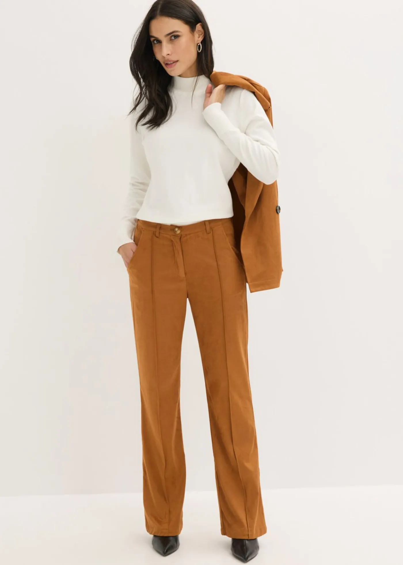 Sale Pantalón acampanado de ante sintético Mujer Pantalones