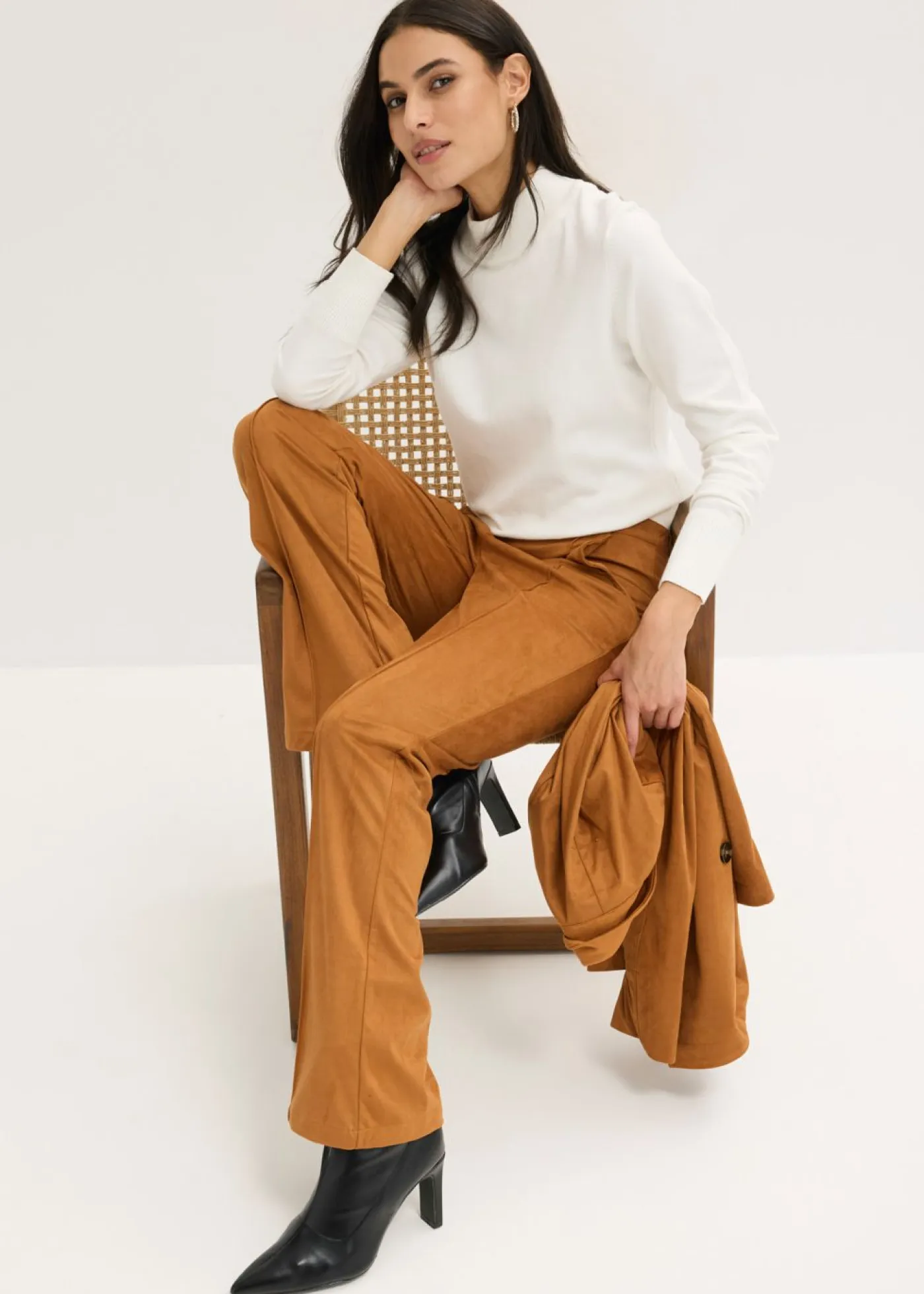 Sale Pantalón acampanado de ante sintético Mujer Pantalones