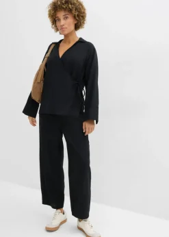 Sale Pantalón acampanado de mezcla de lino ligero Mujer Conjuntos De Ropa|Pantalones