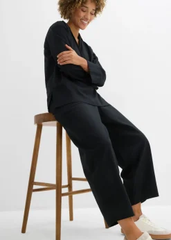 Sale Pantalón acampanado de mezcla de lino ligero Mujer Conjuntos De Ropa|Pantalones
