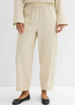 Clearance Pantalón acampanado de mezcla de lino ligero Mujer Conjuntos De Ropa|Pantalones