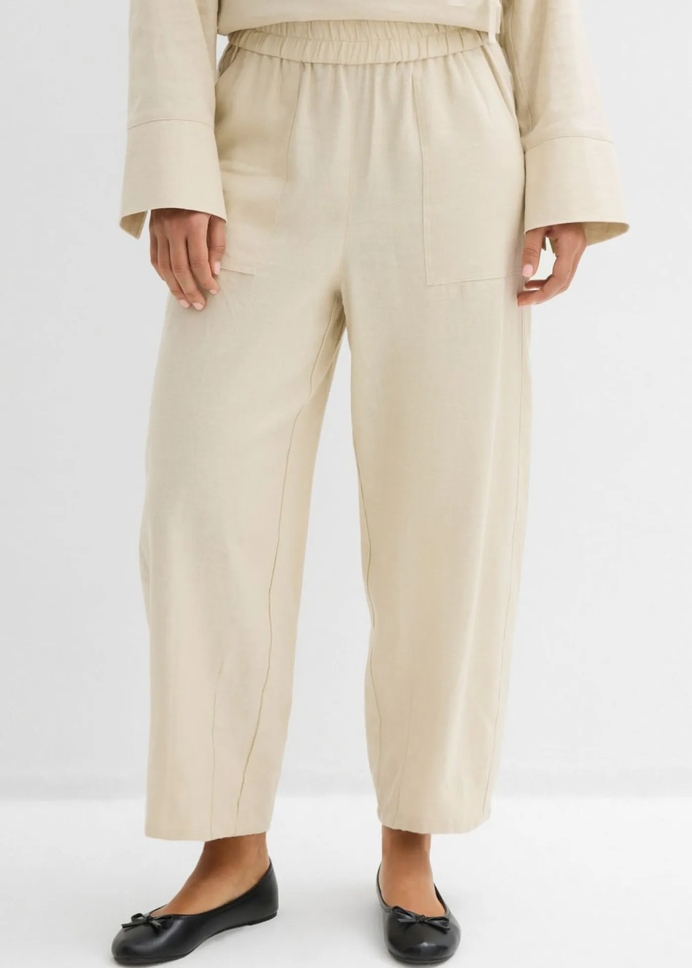Clearance Pantalón acampanado de mezcla de lino ligero Mujer Conjuntos De Ropa|Pantalones