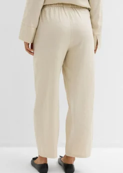 Clearance Pantalón acampanado de mezcla de lino ligero Mujer Conjuntos De Ropa|Pantalones