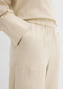 Clearance Pantalón acampanado de mezcla de lino ligero Mujer Conjuntos De Ropa|Pantalones