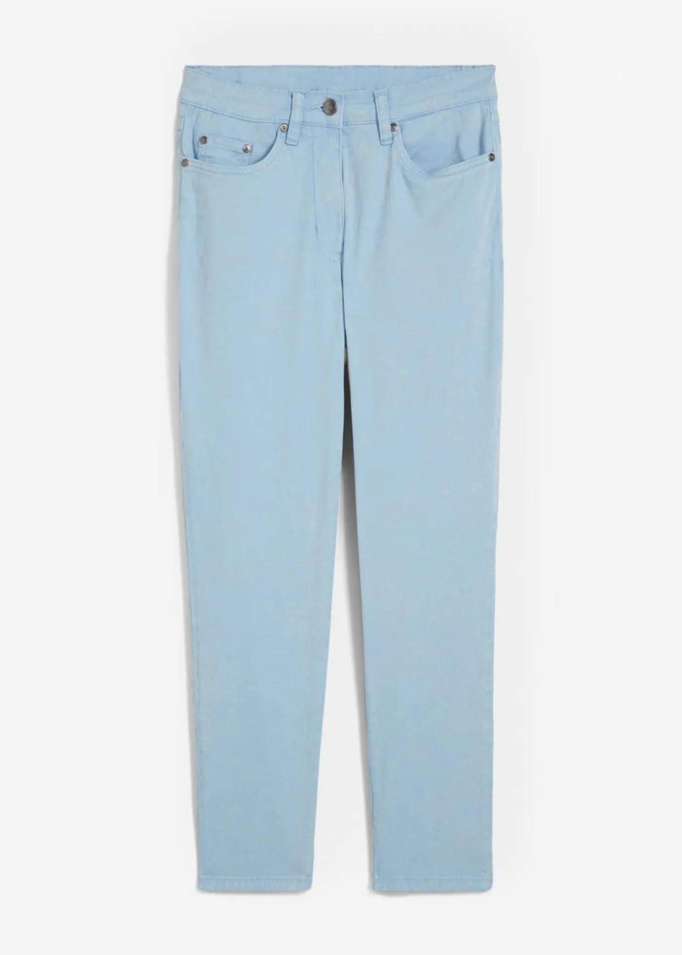 Pantalón acortado de sarga con aspecto desgastado Mujer Pantalones