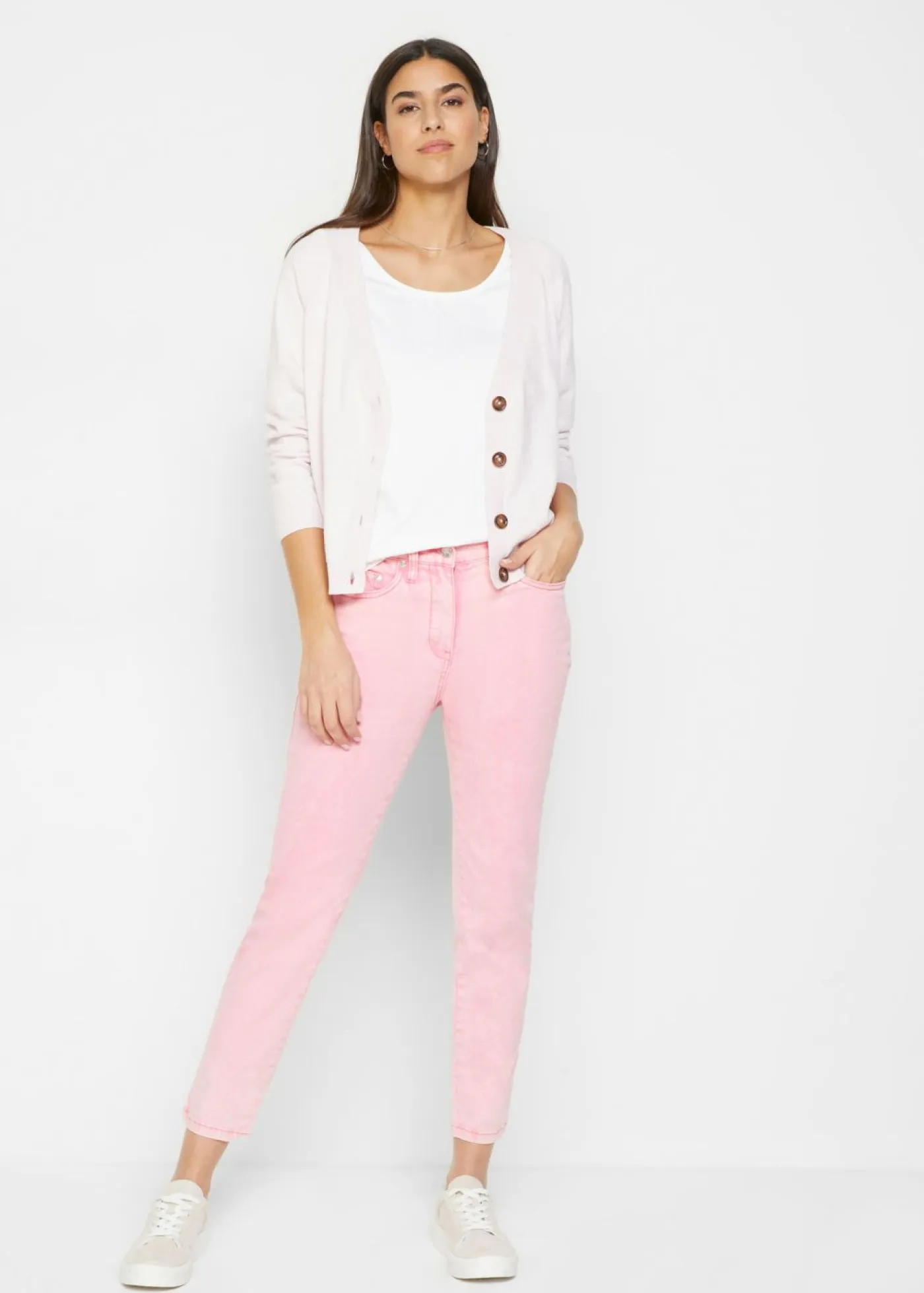 Discount Pantalón acortado de sarga con aspecto desgastado Mujer Pantalones
