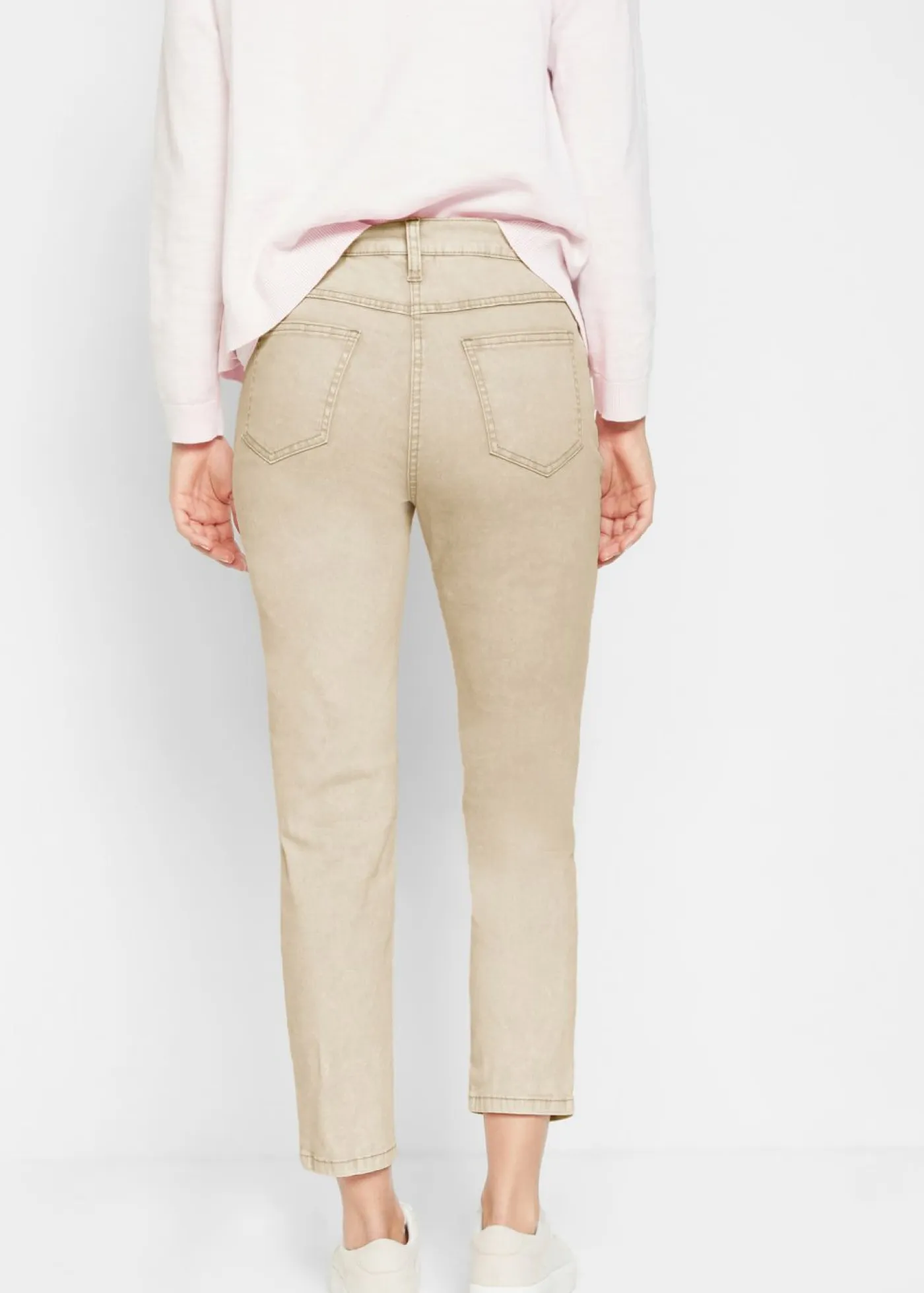 Sale Pantalón acortado de sarga con aspecto desgastado Mujer Pantalones