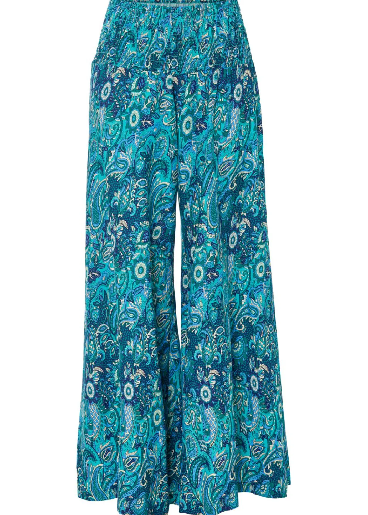 Best Pantalón ancho con cintura de nido de abeja Mujer Pantalones|Tallas Pequeñas