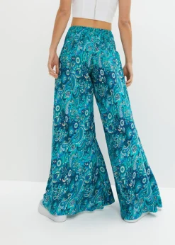 Best Pantalón ancho con cintura de nido de abeja Mujer Pantalones|Tallas Pequeñas