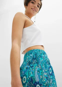 Best Pantalón ancho con cintura de nido de abeja Mujer Pantalones|Tallas Pequeñas