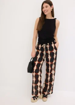 New Pantalón ancho con estampado batik Mujer Conjuntos De Ropa|Pantalones