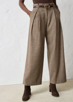 Clearance Pantalón ancho con lana Mujer Premium|Pantalones