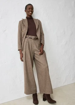 Clearance Pantalón ancho con lana Mujer Premium|Pantalones