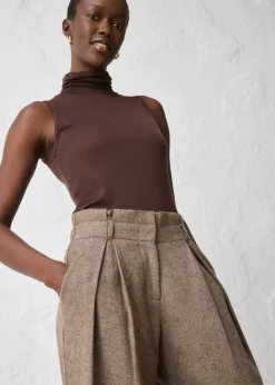 Clearance Pantalón ancho con lana Mujer Premium|Pantalones
