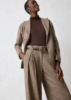 Clearance Pantalón ancho con lana Mujer Premium|Pantalones
