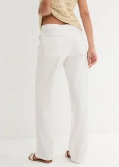 Hot Pantalón ancho con lino Mujer Pantalones|Tallas Pequeñas