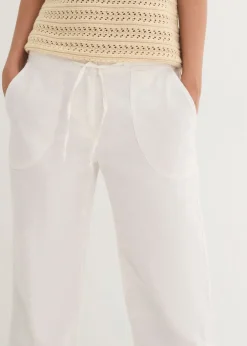 Hot Pantalón ancho con lino Mujer Pantalones|Tallas Pequeñas