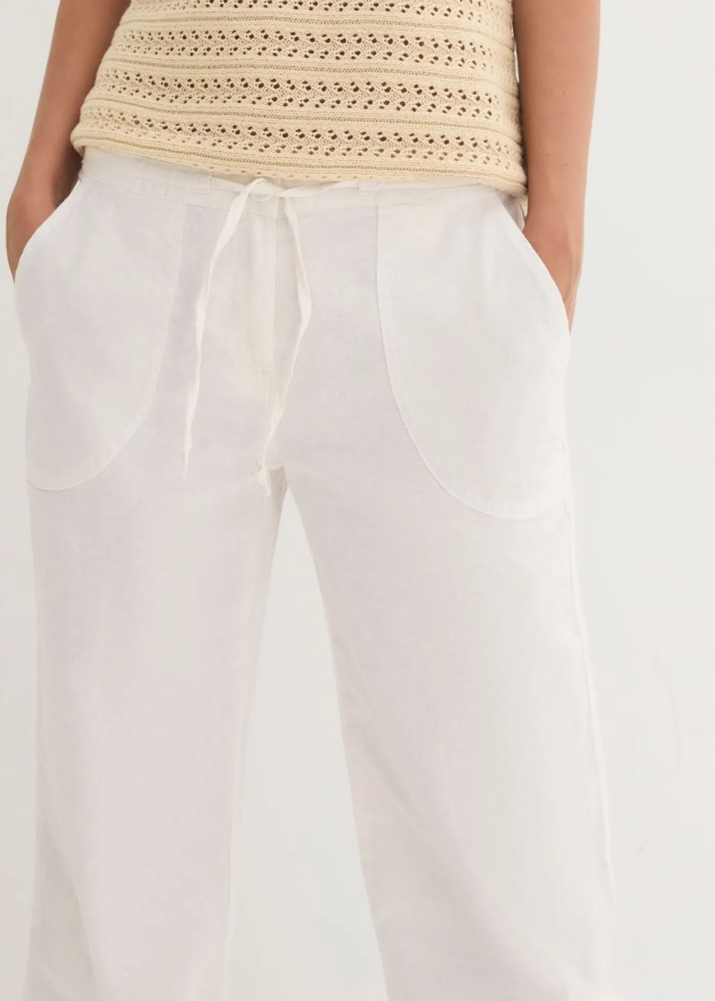 Hot Pantalón ancho con lino Mujer Pantalones|Tallas Pequeñas