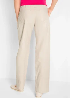 Best Pantalón ancho con lino Mujer Pantalones|Tallas Pequeñas