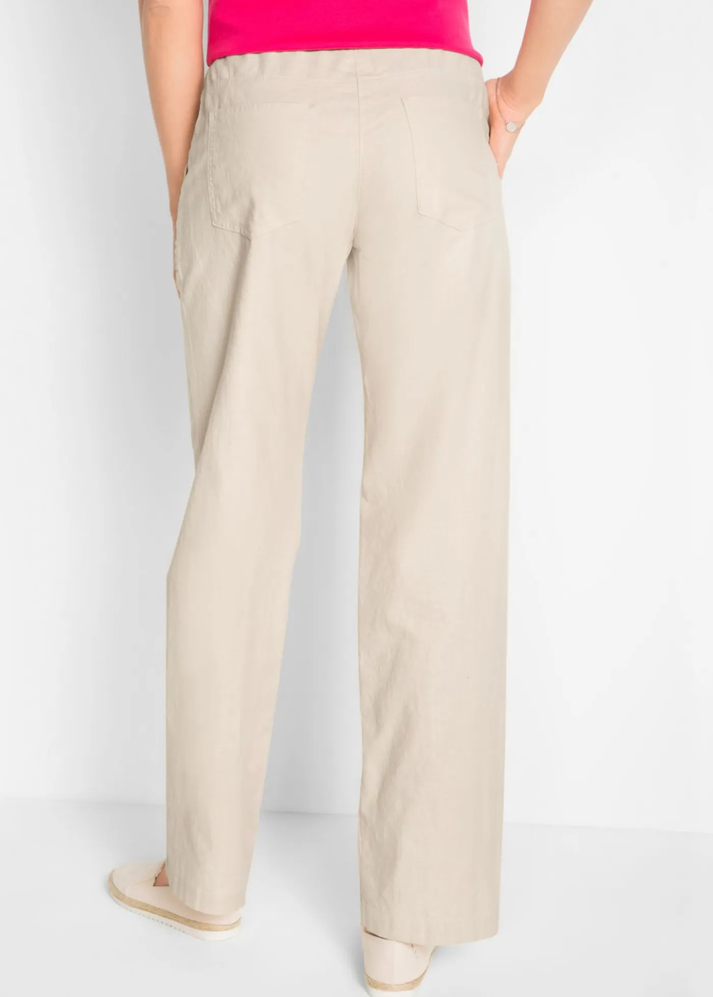 Best Pantalón ancho con lino Mujer Pantalones|Tallas Pequeñas
