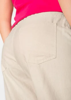 Best Pantalón ancho con lino Mujer Pantalones|Tallas Pequeñas