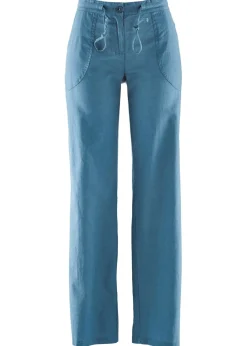 Outlet Pantalón ancho con lino Mujer Pantalones|Tallas Pequeñas