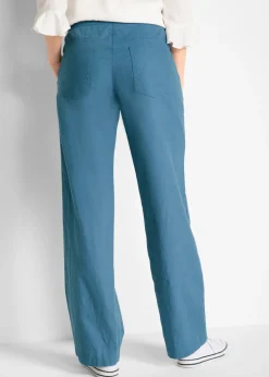 Outlet Pantalón ancho con lino Mujer Pantalones|Tallas Pequeñas
