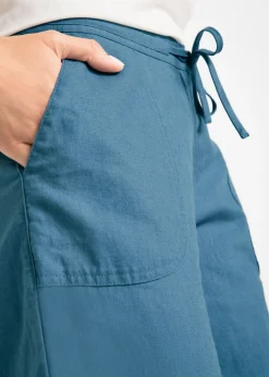 Outlet Pantalón ancho con lino Mujer Pantalones|Tallas Pequeñas