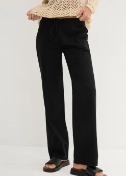 Best Pantalón ancho con lino Mujer Pantalones|Tallas Pequeñas