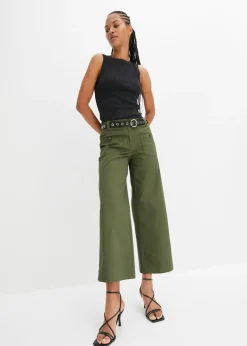 Pantalón ancho de cinturilla cómoda y talle alto Mujer Pantalones