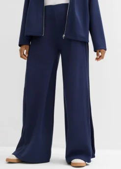 Sale Pantalón ancho de mezcla de modal con pliegue lateral Mujer Esenciales|Pantalones