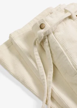 Pantalón ancho de pana con cinturón Mujer Pantalones