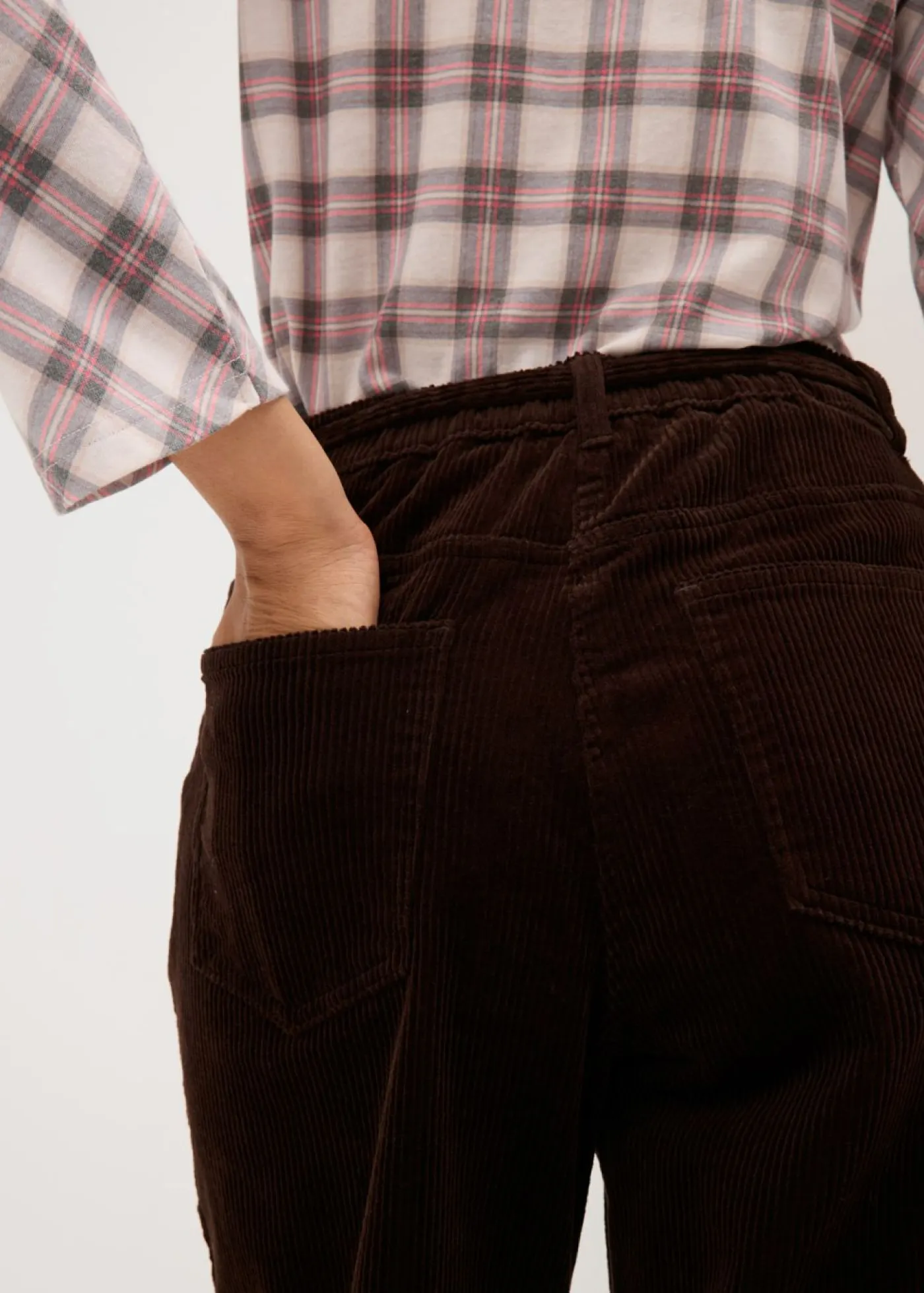 New Pantalón ancho de pana con cinturón Mujer Pantalones