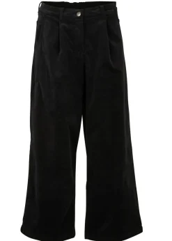 Outlet Pantalón ancho de pana elástica con cintura cómoda high waist, largo 7/8 Mujer Pantalones