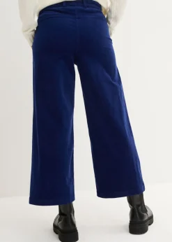Hot Pantalón ancho de pana elástica con cintura cómoda high waist, largo 7/8 Mujer Pantalones