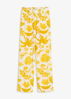 Sale Pantalón ancho estampado de viscosa estructurada Mujer Pantalones