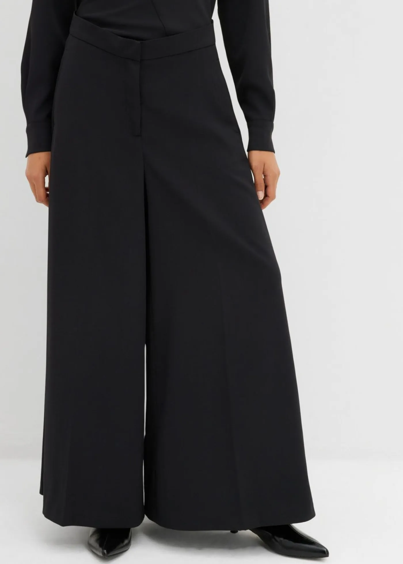 Pantalón ancho y fluido con cinturilla cómoda Mujer Esenciales|Pantalones