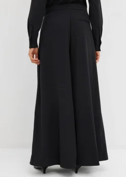 Pantalón ancho y fluido con cinturilla cómoda Mujer Esenciales|Pantalones