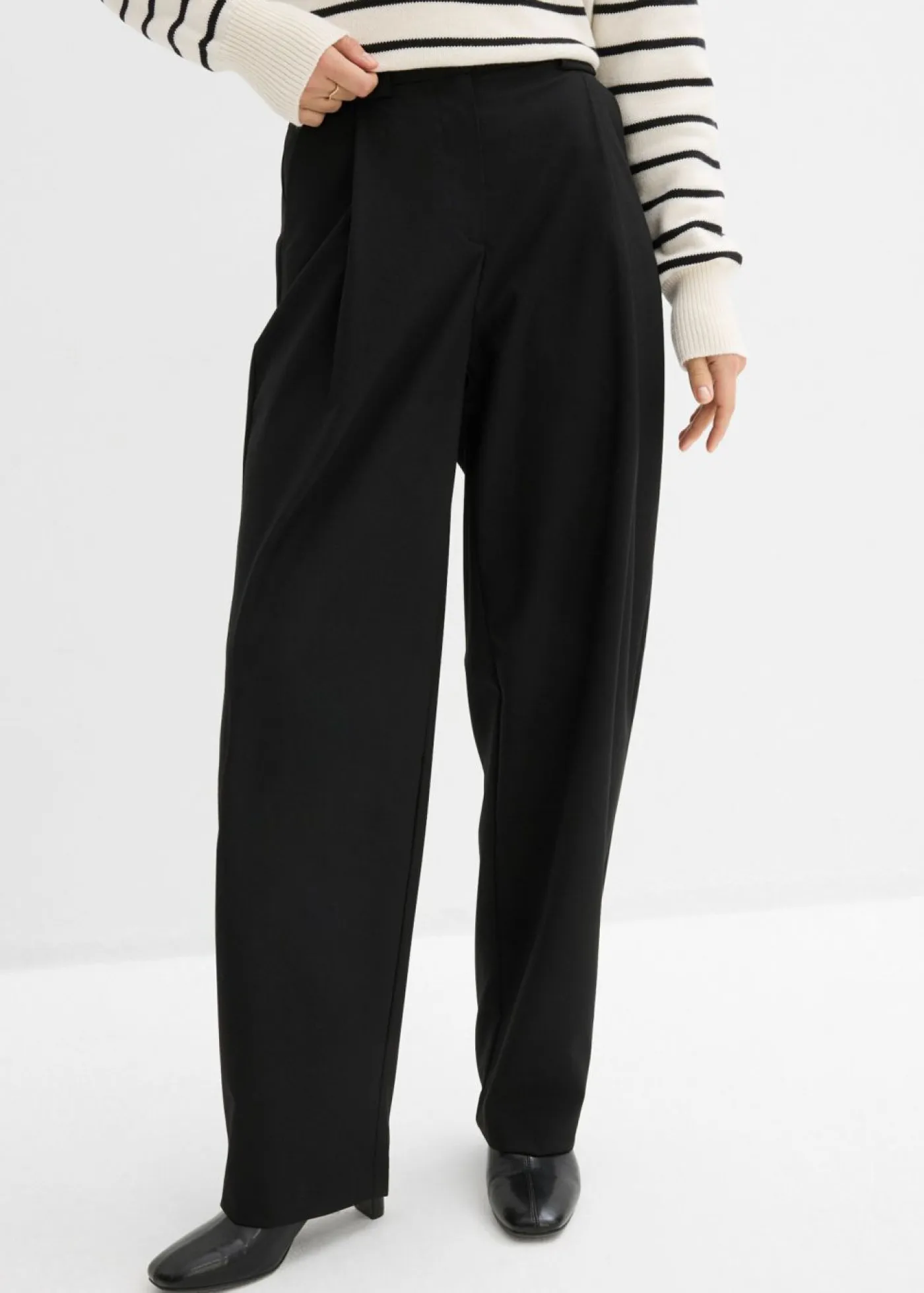 Pantalón barrel con cintura alta Mujer Esenciales|Pantalones