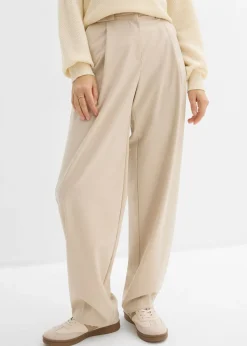 Pantalón barrel con cintura alta Mujer Esenciales|Pantalones